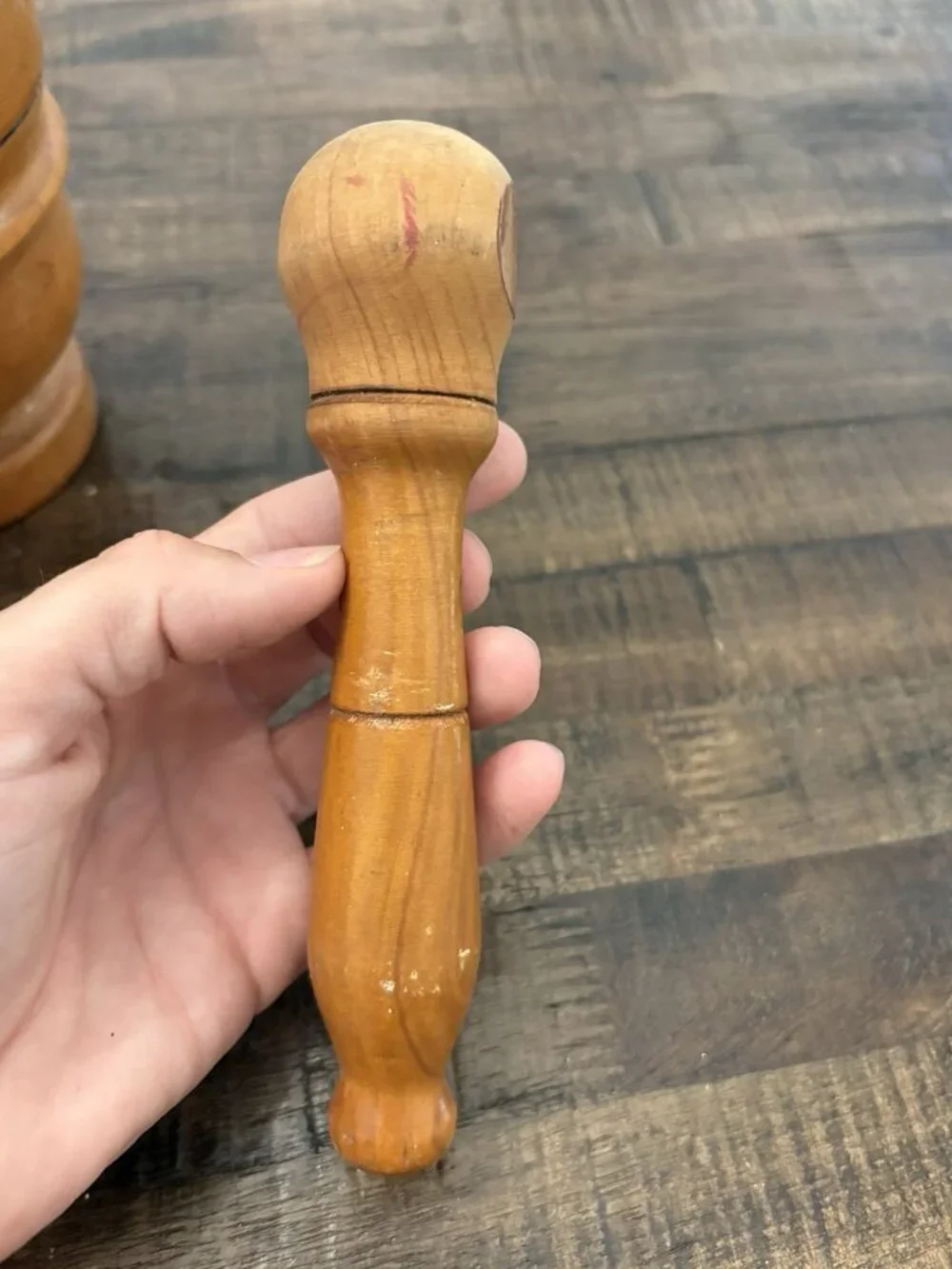 Vintage Italy Turned Wood Pestle & Mortar Set